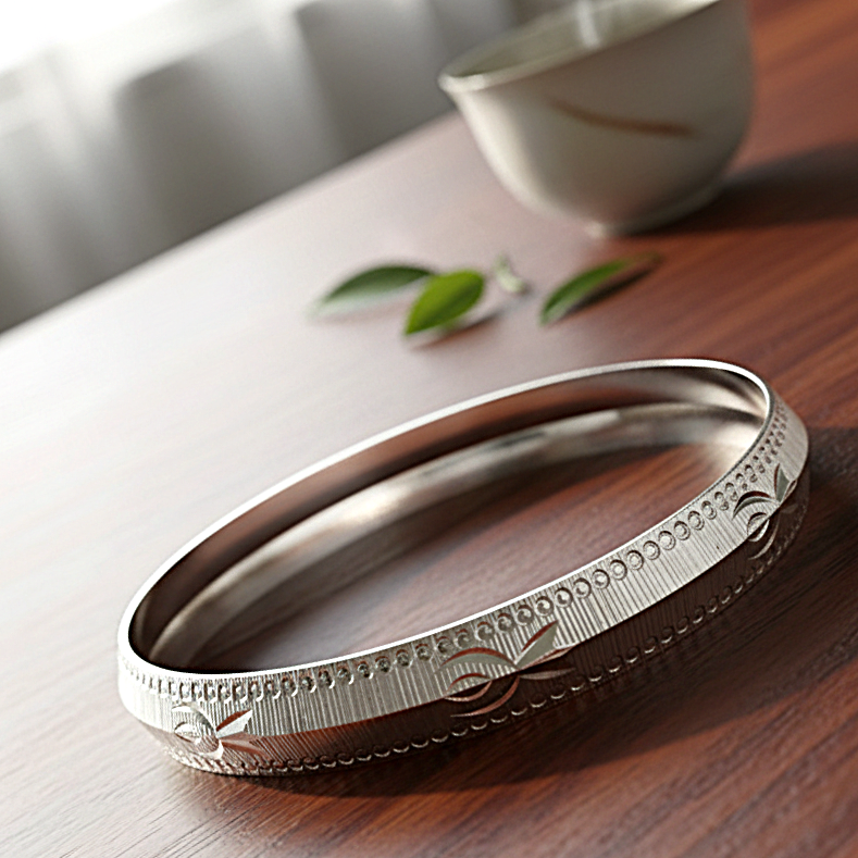 999 Pure Solid Silver Vintage Tribal Bangle – Men’s Handmade Kada