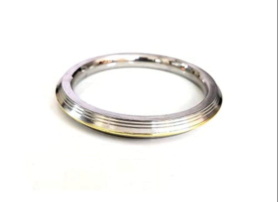 Silver gold plated steel Punjabi style sikh gents heavy kada bangle made with stainless steel for men, boys with curved edges.