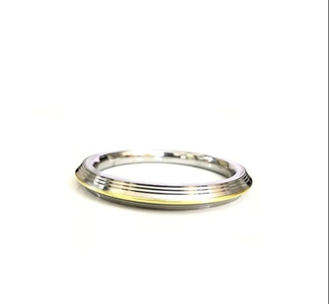 Silver gold plated steel Punjabi style sikh gents heavy kada bangle made with stainless steel for men, boys with curved edges.