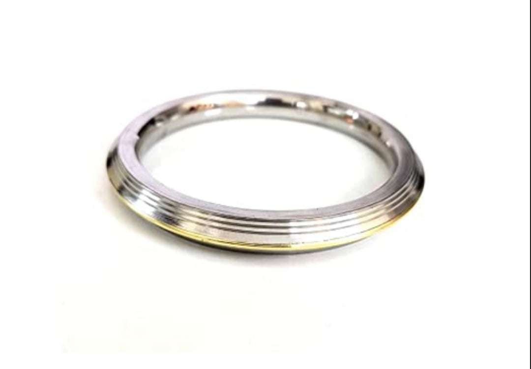 Silver gold plated steel Punjabi style sikh gents heavy kada bangle made with stainless steel for men, boys with curved edges.