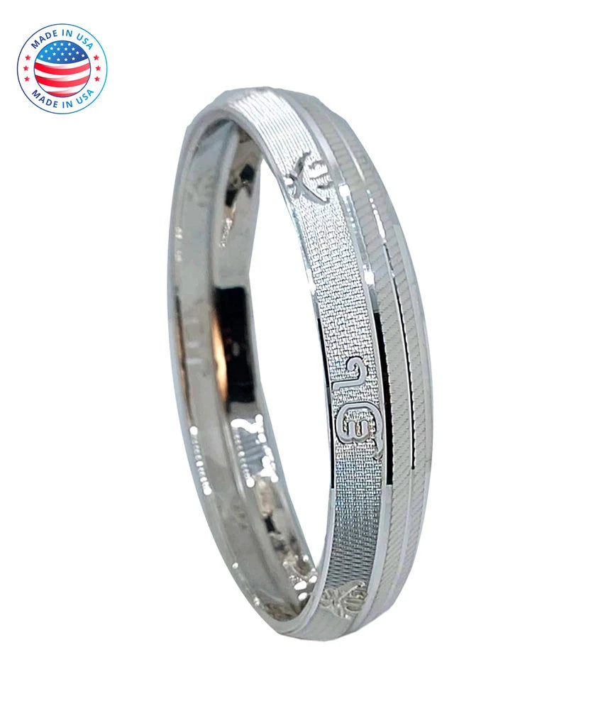 Customizable Ek Onkar Khanda Sikh Kada - 999 Solid Sterling Silver Punjabi Bangle with Personalized Name Engraving.