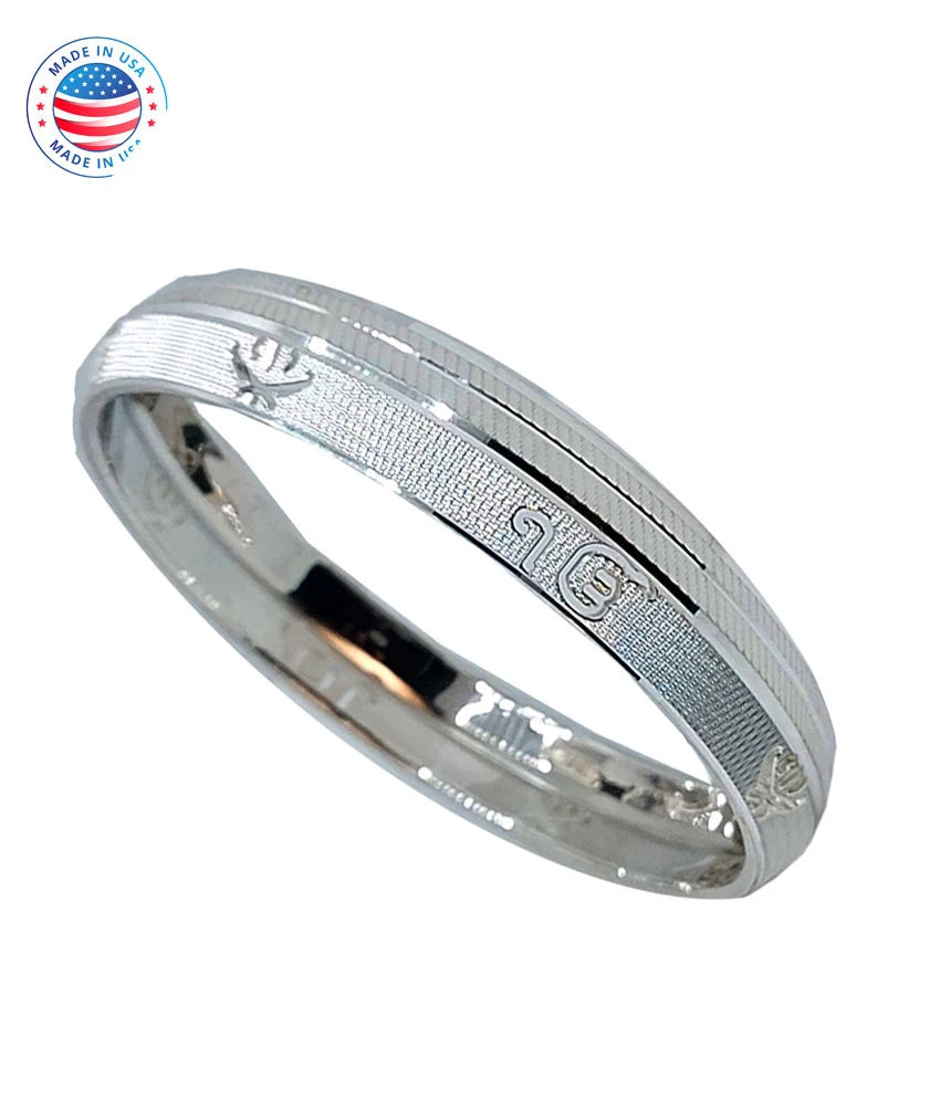 Customizable Ek Onkar Khanda Sikh Kada - 999 Solid Sterling Silver Punjabi Bangle with Personalized Name Engraving.