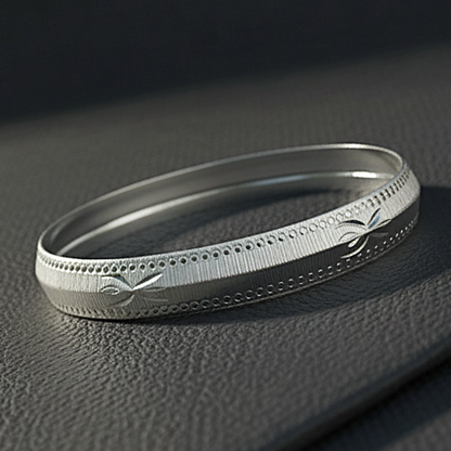 999 Pure Solid Silver Vintage Tribal Bangle – Men’s Handmade Kada