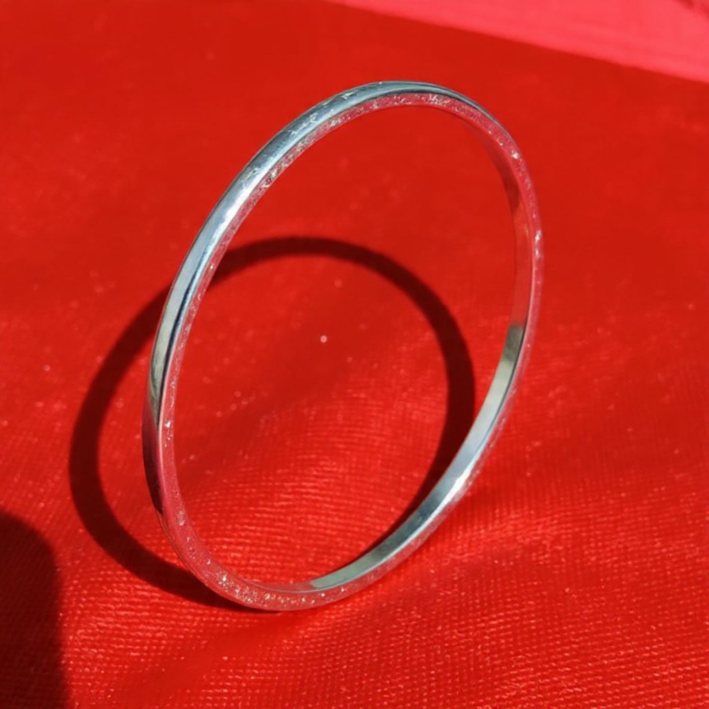 Sterling Silver Light Weight Bangle Bracelet - Indian Kada Cuff