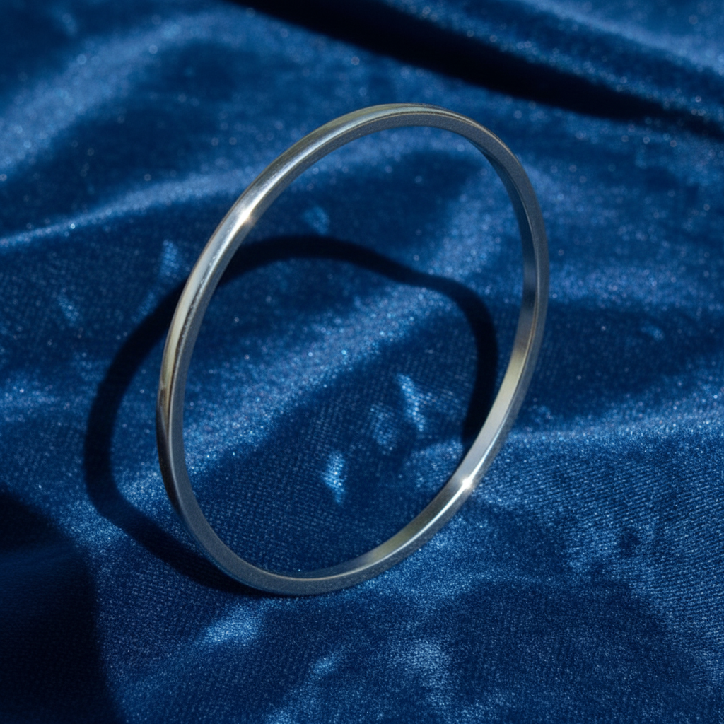 Sterling Silver Light Weight Bangle Bracelet - Indian Kada Cuff