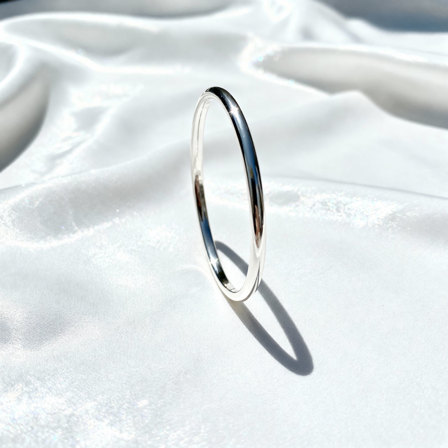 Sterling Silver Light Weight Bangle Bracelet - Indian Kada Cuff