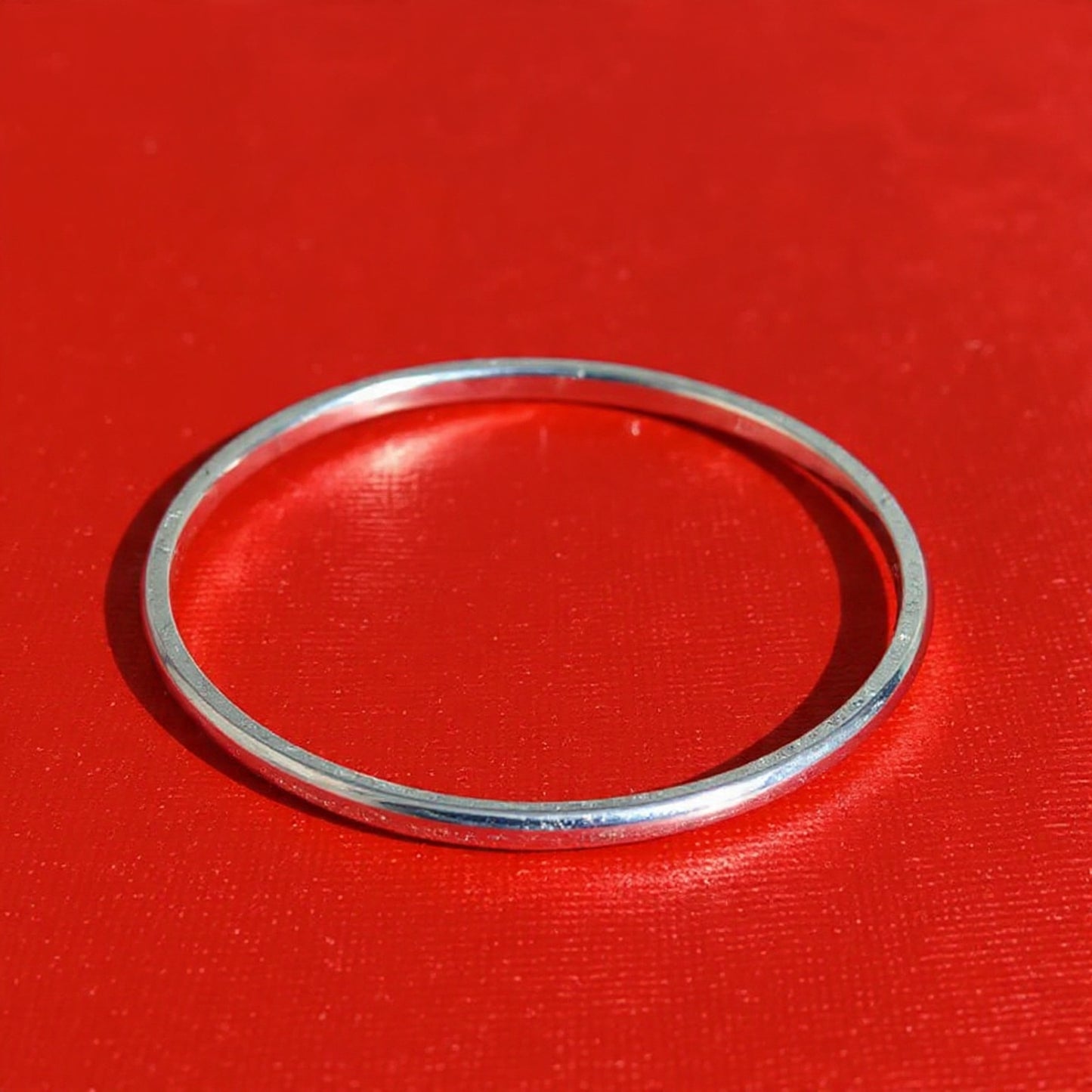 Sterling Silver Light Weight Bangle Bracelet - Indian Kada Cuff