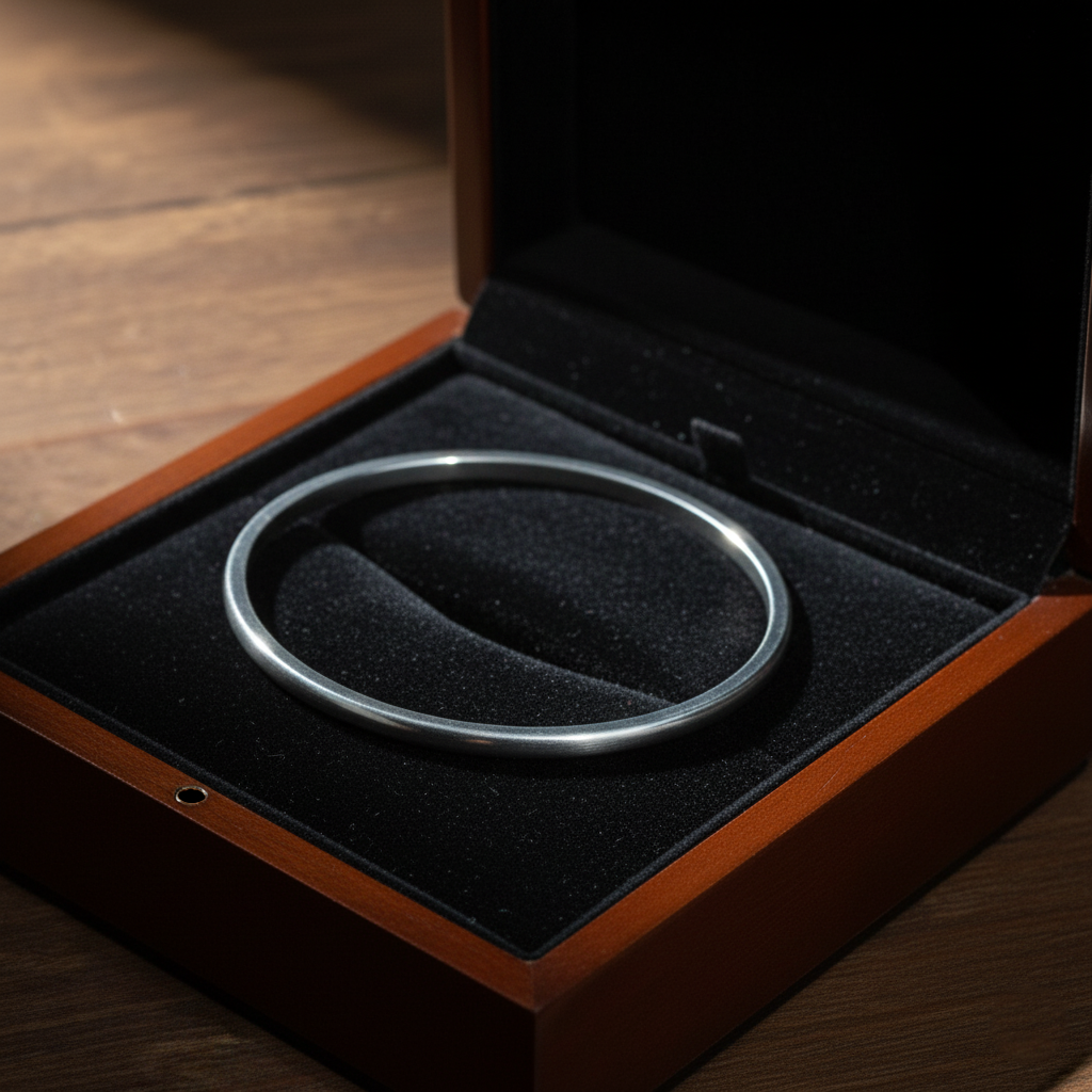 Sterling Silver Light Weight Bangle Bracelet - Indian Kada Cuff