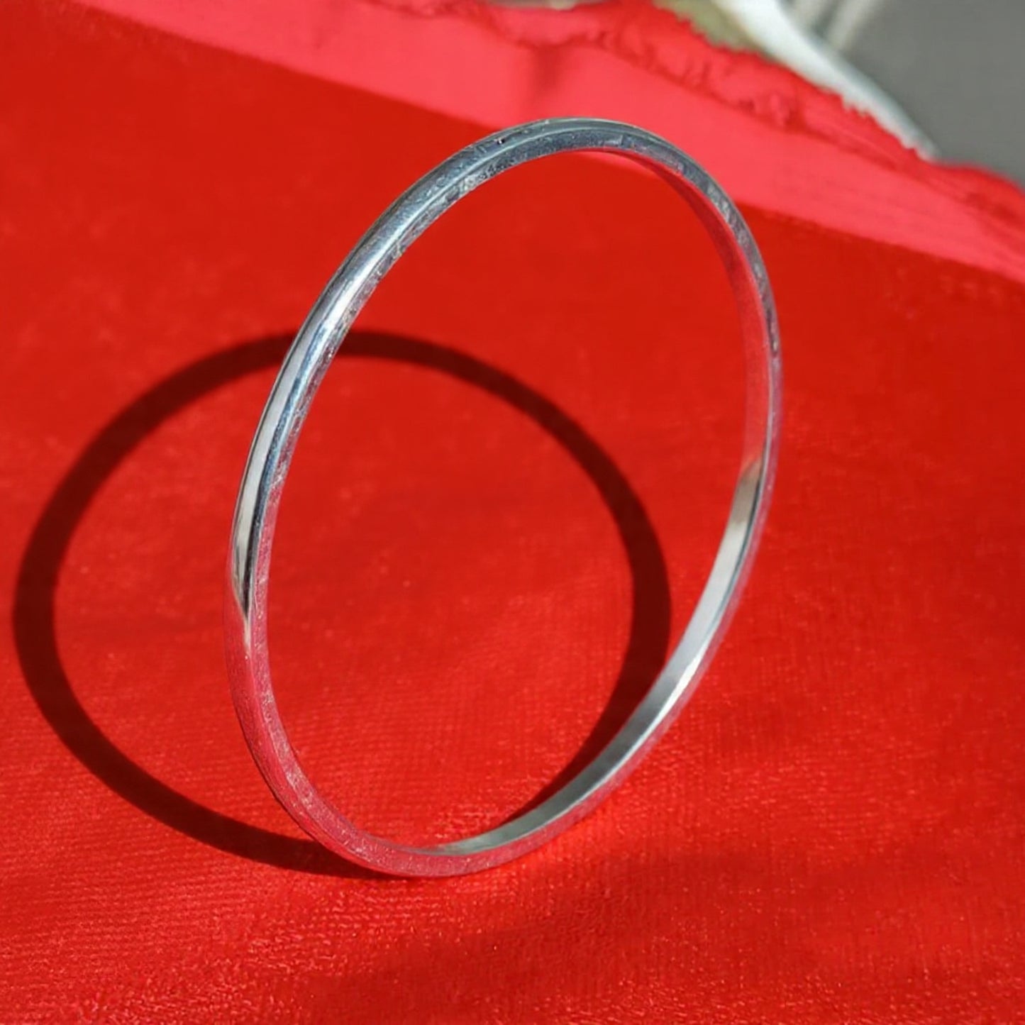 Sterling Silver Light Weight Bangle Bracelet - Indian Kada Cuff