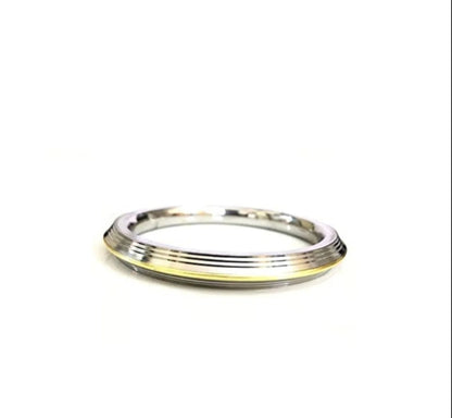 Silver gold plated steel Punjabi style sikh gents heavy kada bangle made with stainless steel for men, boys with curved edges.