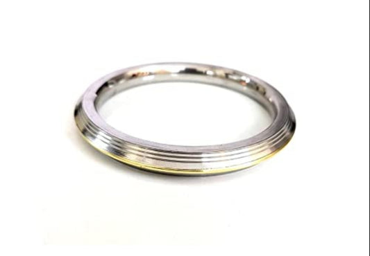 Silver gold plated steel Punjabi style sikh gents heavy kada bangle made with stainless steel for men, boys with curved edges.